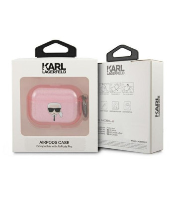 Karl Lagerfeld dėklas for AirPods Pro KLAPUKHGP pink Glitter Karl`s Head