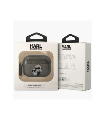 Karl Lagerfeld dėklas for AirPods Pro 2 KLAP2HNKCTGK black TPU Glitter NFT Karl-Choupette