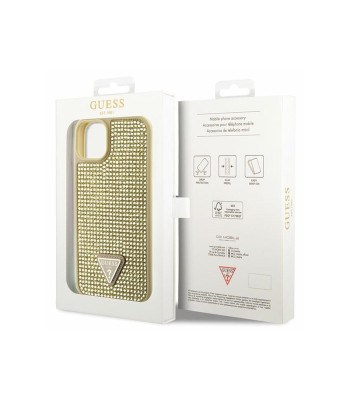 Guess dėklas for iPhone 14 6,1 GUHCP14SHDGTPD gold harddėklas Rhinestone Triangle