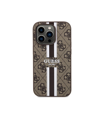 Guess dėklas for iPhone 14 Pro Max 6,7 GUHMP14XP4RPSW brown hardėklas Magsafe 4G Printed Stripes