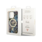 Guess dėklas for iPhone 14 Pro 6,1 GUHMP14LHLEOPWB blue harddėklas Magsafe IML Leopard