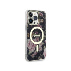 Guess dėklas for iPhone 14 Pro Max 6,7 GUHMP14XHCFWSK black harddėklas Magsafe IML Flower