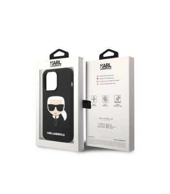 Karl Lagerfeld dėklas for iPhone 14 Pro Max 6,7 KLHMP14XSLKHBK black harddėklas Silicone Karl`s Head Magsafe