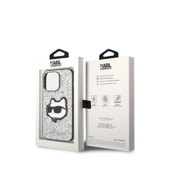 Karl Lagerfeld dėklas for iPhone 14 Pro 6,1 KLHCP14LG2CPS silver harddėklas Glitter Choupette Patch