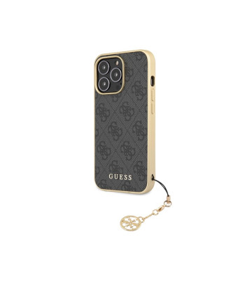 Guess dėklas for iPhone 14 Pro 6,7 GUHCP14XGF4GGR grey HC PU 4G Charm