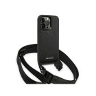 Karl Lagerfeld dėklas for iPhone 14 Pro 6,1 KLHCP14LSTMMK black harddėklas Monogram Plaque Logo Strap