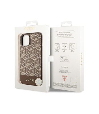 Guess dėklas for iPhone 14 Plus 6,7 GUHMP14MHGCFSEW brown hardėklas Magsafe Gcube PU Stripes