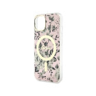 Guess dėklas iPhone 14 6,1 GUHMP14SHCFWSP pink kietasis dėklas Magsafe IML Flower