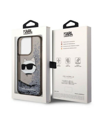 Karl Lagerfeld dėklas iPhone 14 Pro Max 6,7 KLHCP14XLNCHCK juodas kietasis dėklas Liquid Glitter NFT Choupette Head