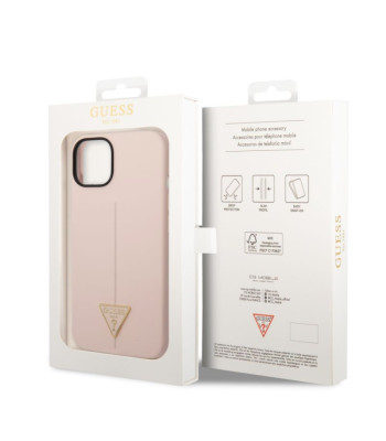 Guess dėklas iPhone 14 Pro Max 6,7 GUHCP14XSLTGP pink harddėklas Silicone Line - Triangle