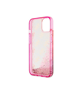 Guess dėklas iPhone 14 6,1 GUHCP14SLC4PSGP pink harddėklas Liquid Glitter 4G Translucent