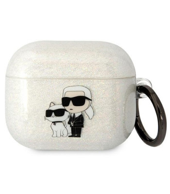 Karl Lagerfeld dėklas Airpods 3 KLA3HNKCTGT skaidrus Gliter Karl-Choupette