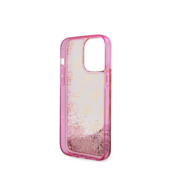 Guess dėklas iPhone 14 Pro 6,1 GUHCP14LLC4PSGP pink kietasis dėklas Liquid Glitter 4G Translucent