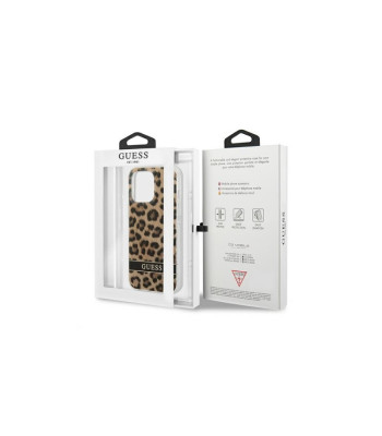 Guess dėklas IPhone 13 Pro 6,1 GUHCP13LHSLEOW kietasis dėklas Brown Leopard Electro Stripe