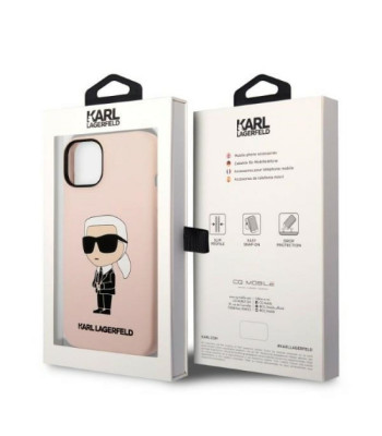 Karl Lagerfeld dėklas iPhone 14 Plus 6,7 KLHMP14MSNIKBCP pink kietasis dėklas Magsafe Silicone NFT Ikonik