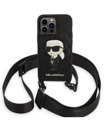 Karl Lagerfeld dėklas iPhone 14 Pro 6,1 KLHCP14LSTKMK black harddėklas CB Monogram NFT Ikonik Patch