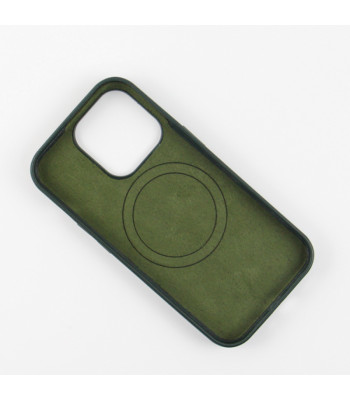 Mag Leather dėklas for do iPhone 14 Pro Max 6,7 dark green