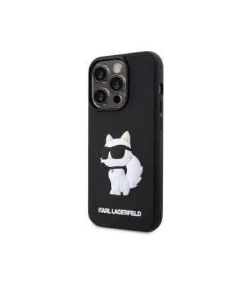 Karl Lagerfeld dėklas for iPhone 14 Pro Max 6,7 KLHCP14X3DRKHNK black harddėklas Rubber Choupette 3D