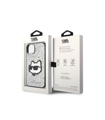 Karl Lagerfeld dėklas for iPhone 14 6,1 KLHCP14SG2CPS silver harddėklas Glitter Choupette Patch