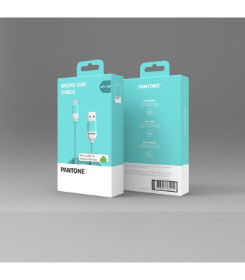 PANTONE kabelis USB - microUSB 1,5 m 2,4A PT-MC001-5 Teal 3242C