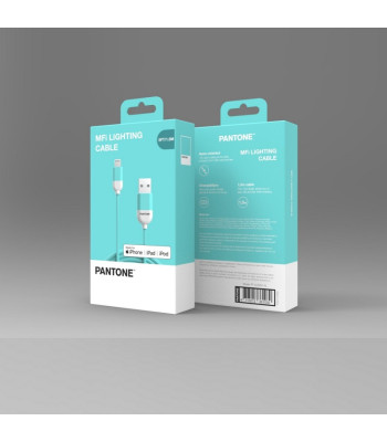 PANTONE MFi kabelis USB - Lightning 1,5 m 2,4A PT-LCS001-5 Teal 3242C