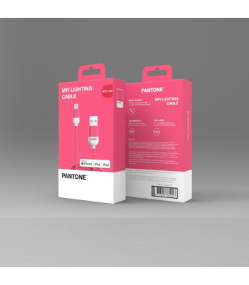 PANTONE MFi kabelis USB - Lightning 1,5 m 2,4A PT-LCS001-5 Pink 184C