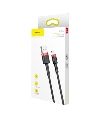 "Baseus" kabelis "Cafule USB - Lightning" 2,0 m 1,5 A raudonai juodas