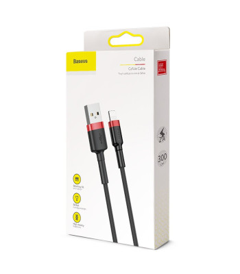 "Baseus" kabelis "Cafule USB - Lightning" 3,0 m 2A raudonai juodas