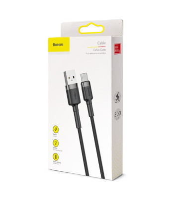 "Baseus" kabelis Cafule USB - USB-C 3m 2A pilkai juodas