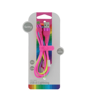 Setty USB - Lightning kabelis 1,2 m 2,1A KNA-L-1.22.113 rainbow