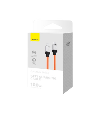 "Baseus" laidas CoolPlay USB-C - USB-C 2 m 100 W oranžinis