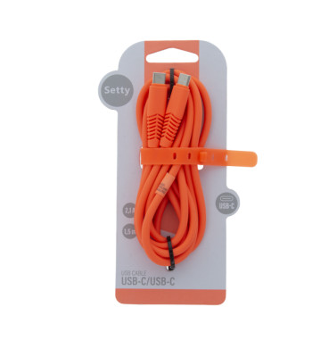 Setty kabelis USB-C - USB-C 1,5 m 2,1A KSC-C-1.5210 oranžinis