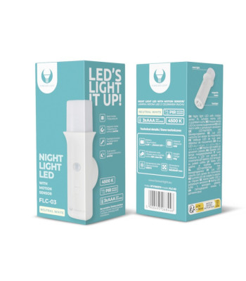 Drabužių spintos LED lemputė FLC-03 PIR 3xAAA Forever Light