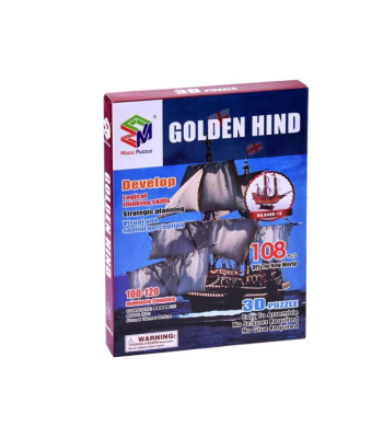 3D dėlionės laivas Golden Hind laivas 108 dalių erdvinė dėlionė ZA2600